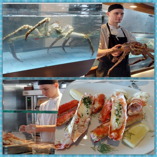Dégustation de crabe royal du Kamtchatka. Photos d'Alain et Michèle F., Norvège, juin 2022