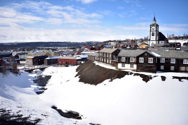 Le centre historique de Røros. Photo Laurent de Nord Espaces, Norvège, avril 2022