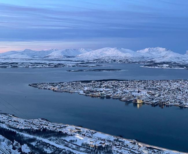 Vue panoramique de Tromsø par notre voyageuse Nathalie J., Norvège, janvier 2024